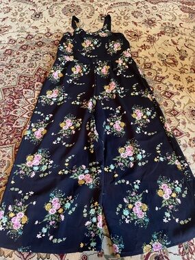 Knitworks Black Floral Girls One-Piece Jumpsuit